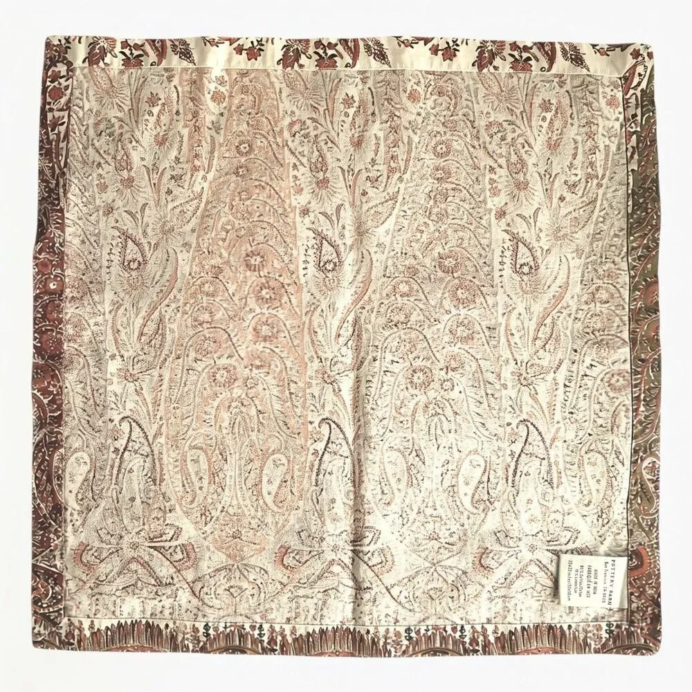 Pottery Barn Napkin Replacement 1 Pc Brown Red Orange Paisley Cotton Linen 20x20